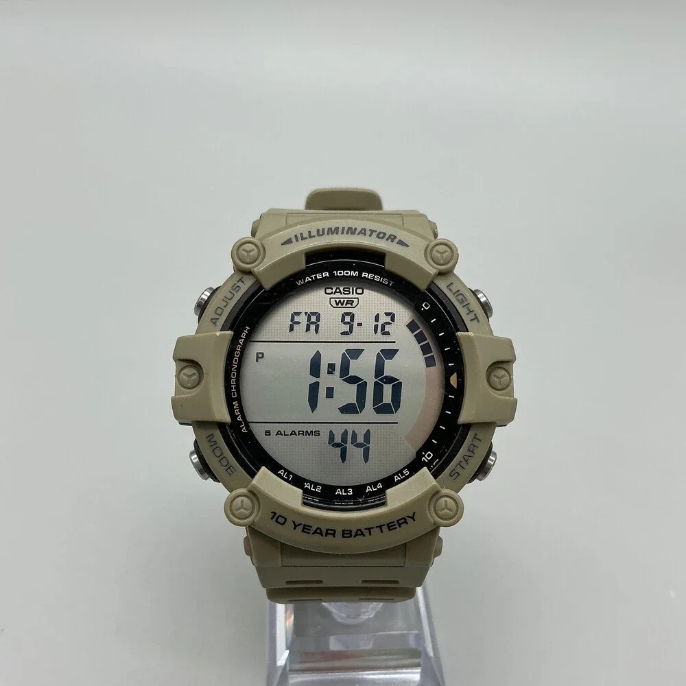 Casio 3502 AE-1500WH Mens Watch 51mm Digital Tan Case 100M WR Illuminator
